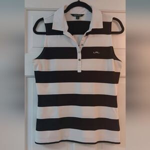 Lauren Ralph Lauren Black and White Nautical Striped Tank Top